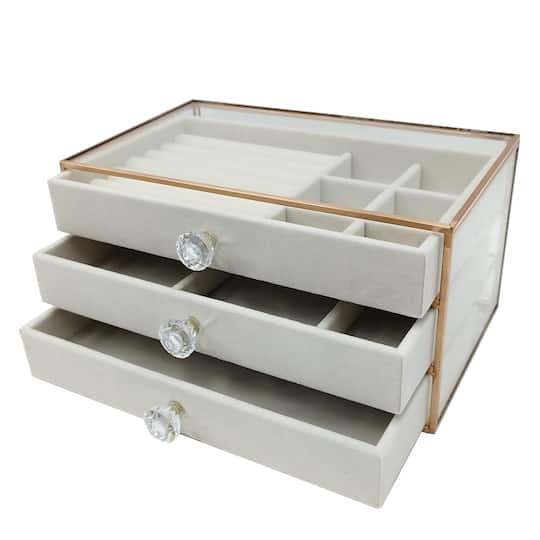 White & Gold 3-Tier Jewelry Box by Ashland®